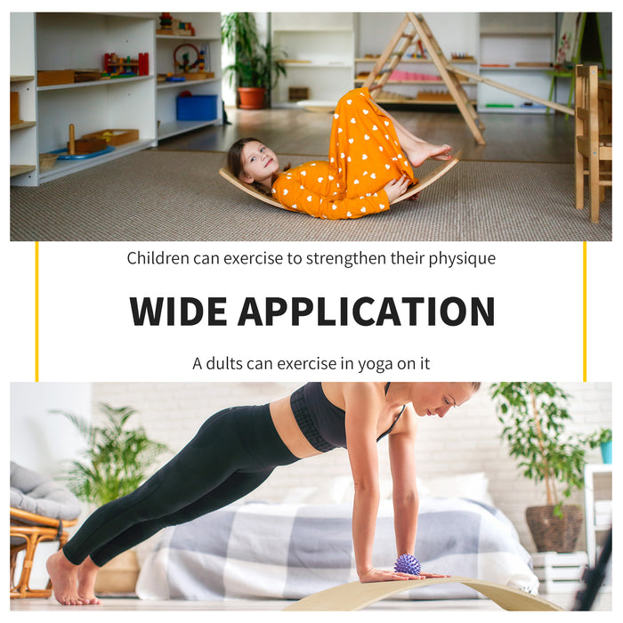 Wooden Balance Wobble Board with Ropes - Full Body Workout Stability Trainer - Versatile Exercise Equipment for Kids and Adults