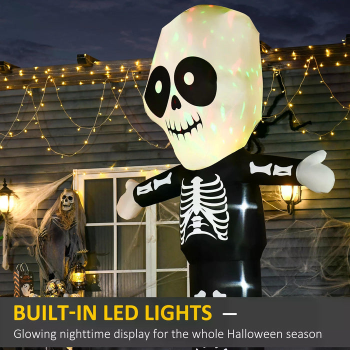 3m Tall Halloween Inflatable Skeleton Ghost - LED Lighted Yard Decor for Nighttime Display - Quick Next Day Delivery for Immediate Festive Setup