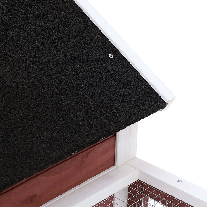 Wooden Rabbit Hutch 122 - Waterproof Asphalt Roof, Outdoor Fun Run, Removable Tray & Ramp - Ideal Bunny Sanctuary for Garden or Backyard