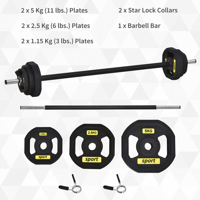 Adjustable 20kg Barbell Set - Home Gym Weightlifting Kit with Plate, Bar, and Clamp - Ergonomic Design for Fitness Enthusiasts