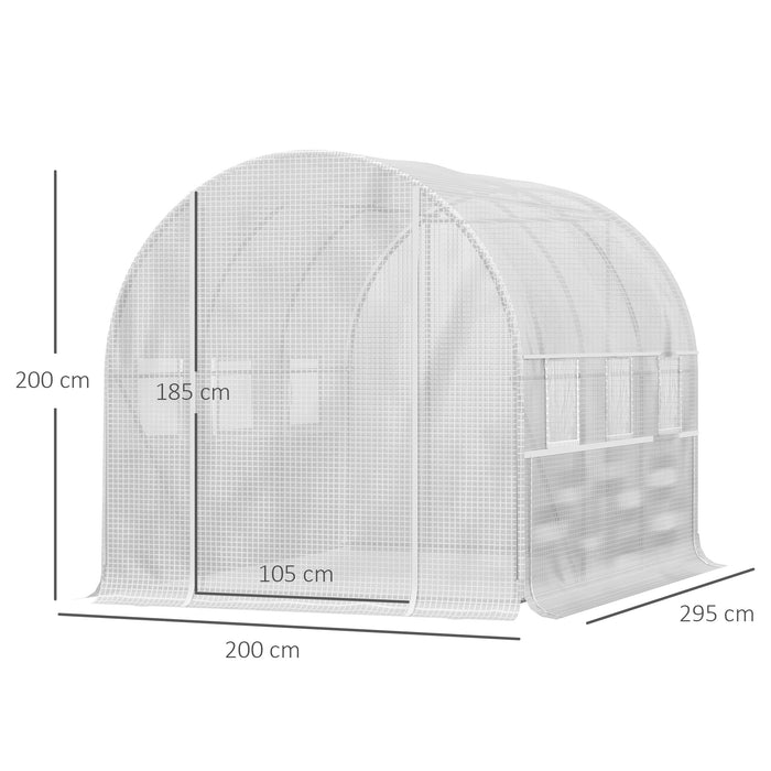Walk-in Tunnel Greenhouse 3x2x2m - Sturdy Polytunnel Tent with Durable PE Cover, Easy-Access Roll-Up Zippered Door, 6 Ventilated Mesh Windows - Ideal for Season Extension & Plant Protection