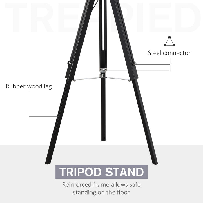 Modern Tripod Floor Lamp with Fabric Shade - Stylish Lighting for Living Room and Bedroom - Ideal for Ambient Home Decor (Bulb Not Included), Grey and Black