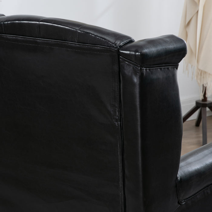 Tufted Wingback Accent Chair - Chesterfield Style Armchair with Nailhead Trim - Elegant Seating for Living Room or Bedroom, Black