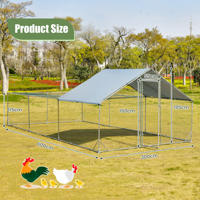 Walk-in Metal Chicken Coop - Large, Waterproof and Sun-proof Design - Ideal Shelter for Chickens with Outdoor Protection