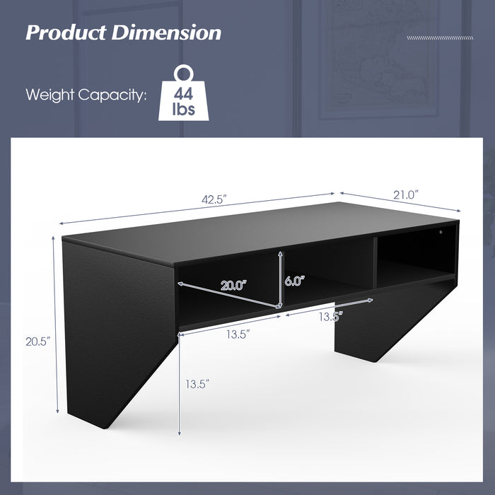 Mount-It! Wall Mounted Computer Desk - Features 3 Built-In Storage Compartments, Black Edition - Ideal For Space Saving & Organizing Your Workstation