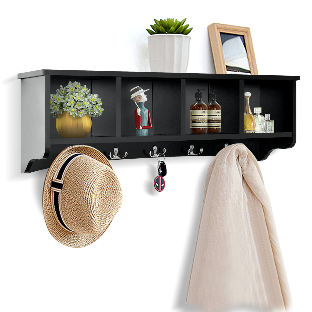 Wall Mounted Entryway Cabinet - Black Storage Solution - Perfect for Organizing Hallway Essentials