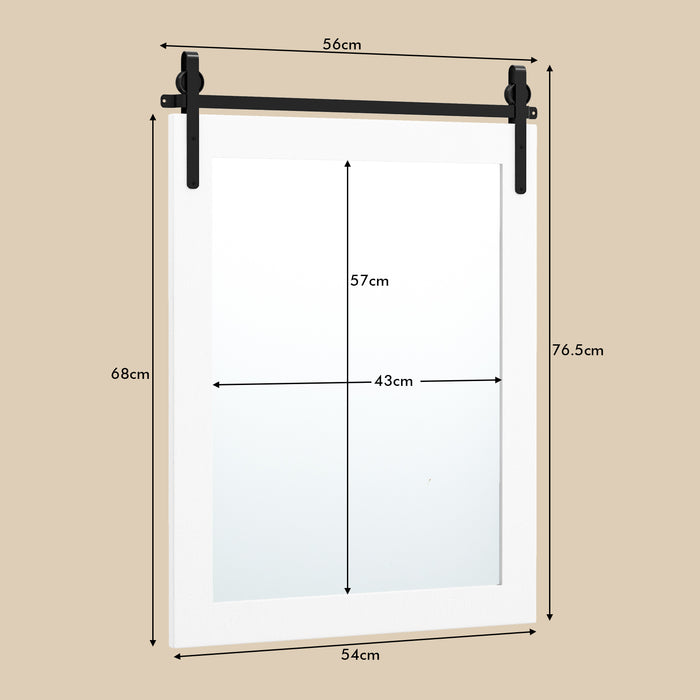 Solid Wood Frame Wall Mounted Mirror with Metal Bracket - Rustic Walnut Finish - Ideal for Hallway Decor and Home Improvement