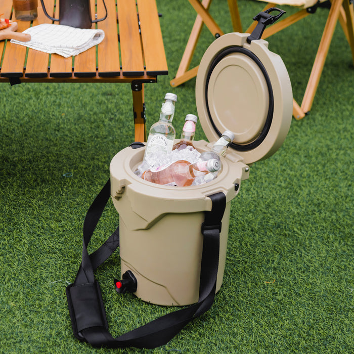 9.5L Insulated Cooler - Water Drink Cooler with Ice Chest and Spigot Functionality - Ideal for Outdoor Activities with Shoulder Strap Convenience