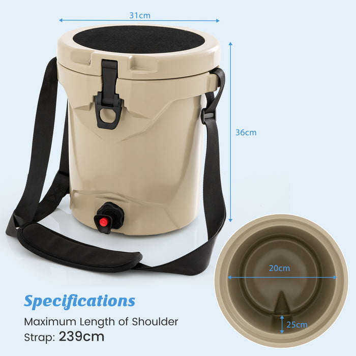 9.5L Insulated Cooler - Water Drink Cooler with Ice Chest and Spigot Functionality - Ideal for Outdoor Activities with Shoulder Strap Convenience