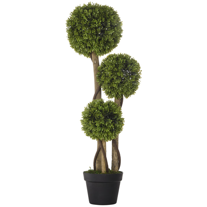 Artificial Boxwood Ball Topiary Trees - Lifelike Decorative Faux Plants in Pot for Indoor-Outdoor Décor, 90 cm Height - Ideal for Home, Office, or Garden Enhancement
