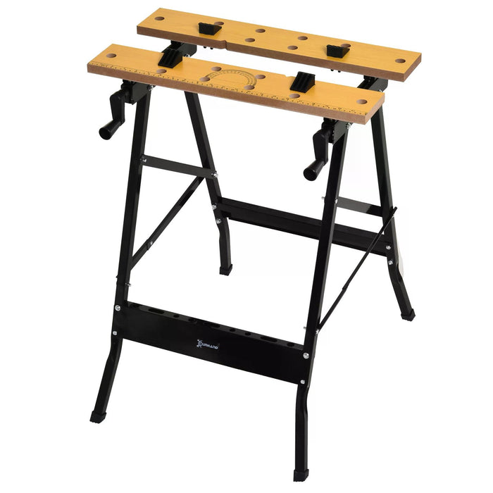 4-in-1 Multipurpose Workbench - Portable Saw Horse & Clamp Table with Adjustable Pegs - Ideal for Home DIY Projects & Garage Workspaces
