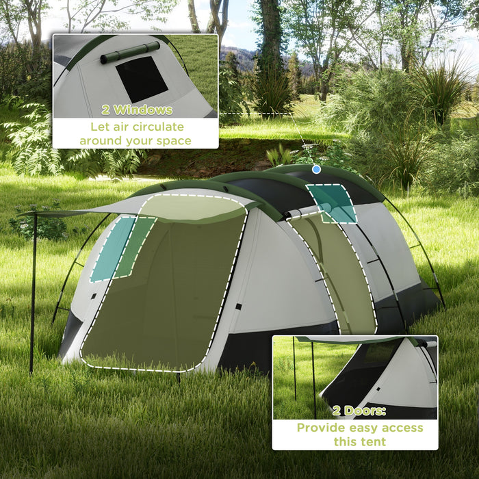 Family Tunnel Tent for 3-4 People - 2000mm Waterproof Outdoor Shelter, Includes Portable Bag - Ideal for Camping and Hiking Adventures