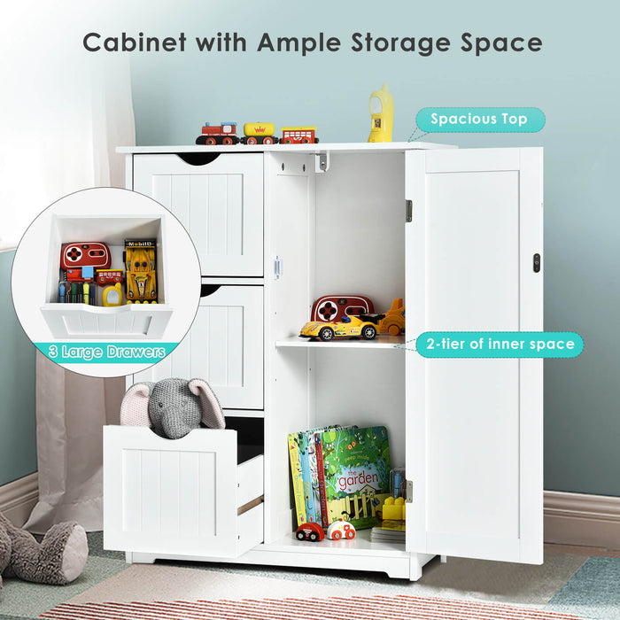 Freestanding Bathroom Cabinet - Single Door with 3 Storage Drawers - Ideal for Keeping Bathroom Neat and Organized