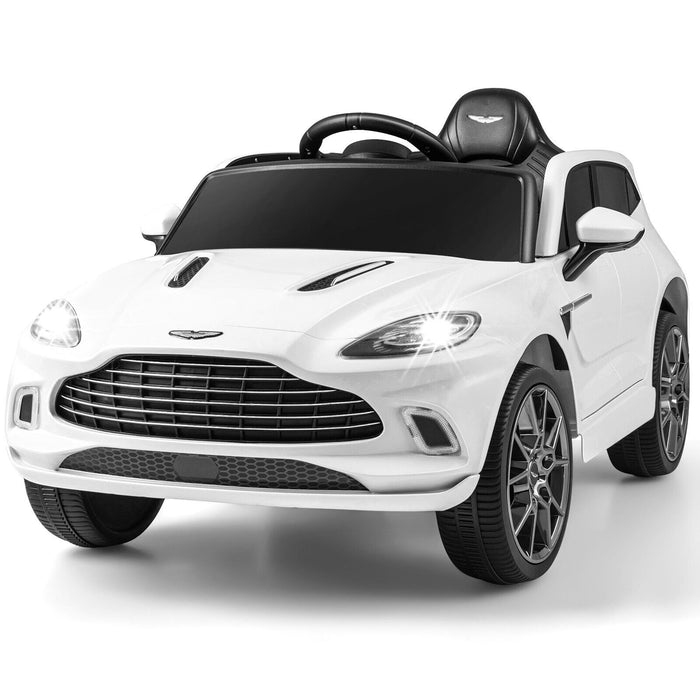 Aston Martin DBX 12V Licensed Kids Ride-On Car - Features Dual Lockable Doors and White Color - Perfect for Young Car Enthusiasts Seeking Safe and Fun Experiences