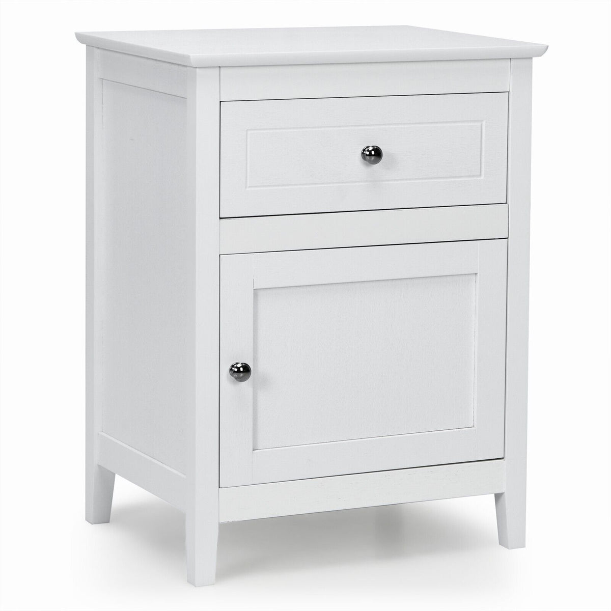 Modern White 2-Tier Nightstand with Drawer - Bedroom Furniture, Bedside Storage Solution - Ideal for Contemporary Home Decor, Space Efficiency