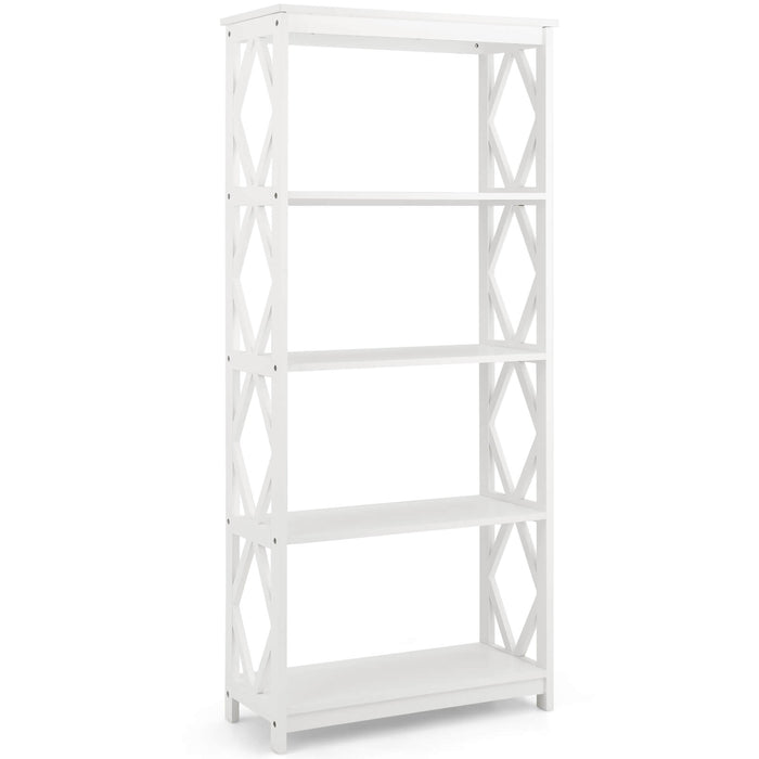 Modern 5-Tier Bookcase - Open Shelving Design in Grey - Perfect for Displaying Books and Decorative Items