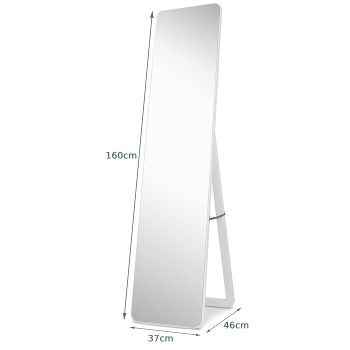 Full Length Free-Standing Mirror, 160x37 cm - Rectangular White Floor Mirror - Ideal for Dressing Room, Bedroom or Hallways