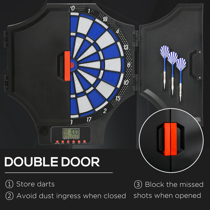 Electronic Dartboard with Cabinet and LCD Display - 31 Game Variations for 8 Players, Includes 6 Soft Tip Darts and Spare Tips - Fun Home Entertainment & Competitive Play