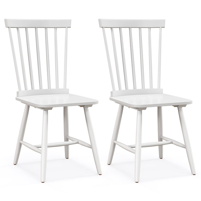 Set of 2 Armless Dining Chairs - Windsor Style, Ergonomic Spindle Backs, Natural Finish - Ideal for Comfortable Casual Dining