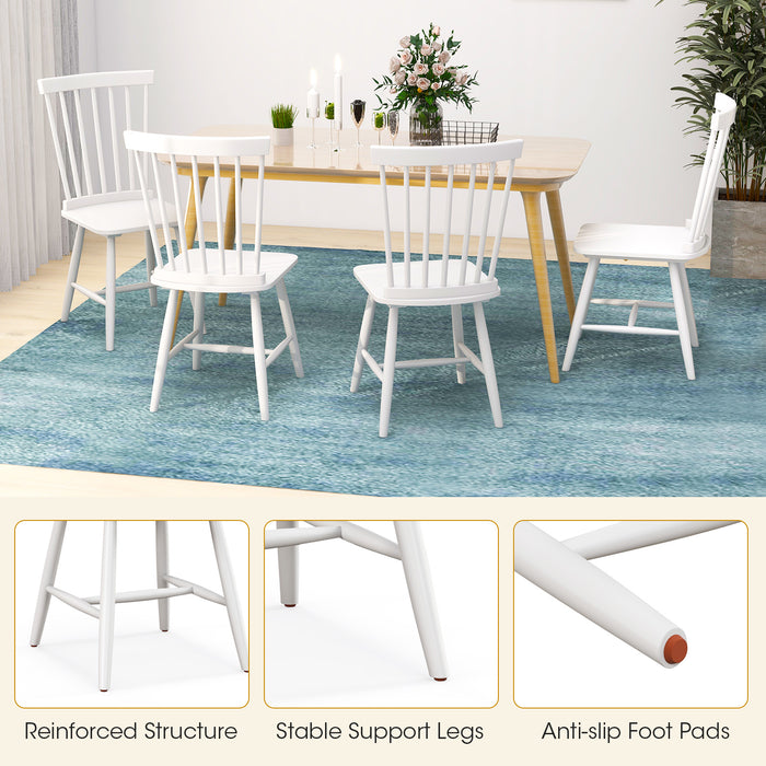 Set of 2 Armless Dining Chairs - Windsor Style, Ergonomic Spindle Backs, Natural Finish - Ideal for Comfortable Casual Dining