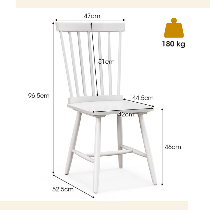 Set of 2 Armless Dining Chairs - Windsor Style, Ergonomic Spindle Backs, Natural Finish - Ideal for Comfortable Casual Dining