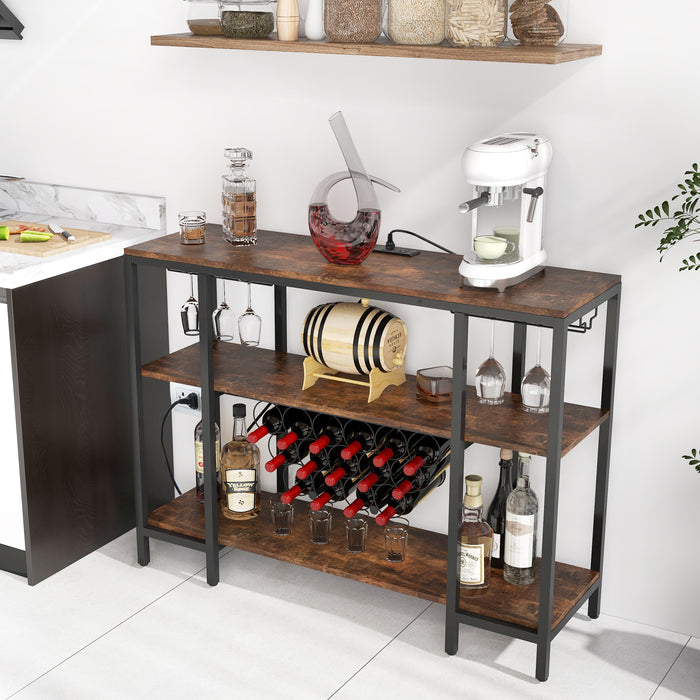 Section 1 - Wine Bar Cabinet 
Section 2 - Featuring Wine Rack with Bottle Racks and Multiple Storage Shelves
Section 3 - Perfect for Organizing a Variety of Wines and Liquors