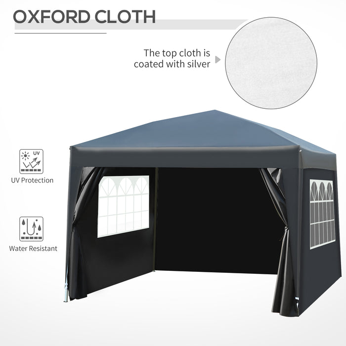 Pop-up Gazebo Marquee 3x3m - Water Resistant Black Event Shelter for Weddings & Parties - Includes Free Carry Bag for Easy Transport
