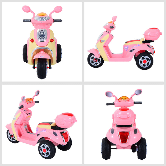 Electric Ride-On Toy Motorbike with Music and Lights - Durable Plastic Construction in Pink - Ideal for Kids' Motorized Outdoor Play