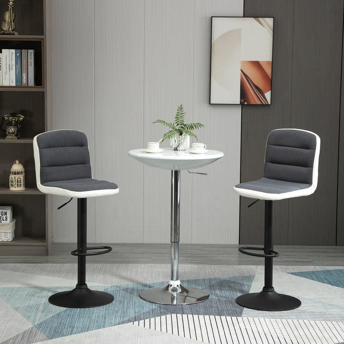 Armless Adjustable Bar Stool Set - Upholstered Swivel Seat, Adjustable Height, Dark Grey - Ideal for Home Bar or Kitchen Counter Seating