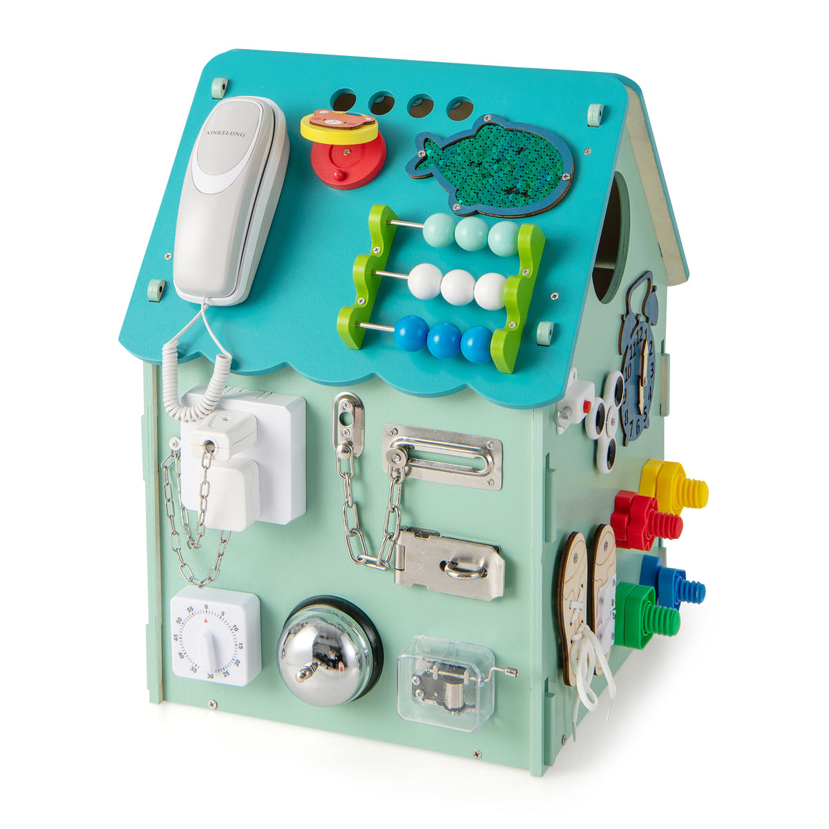Wooden Busy House Toy - Toddler Learning Toy with Music Box - Ideal for Early Childhood Education and Music Appreciation