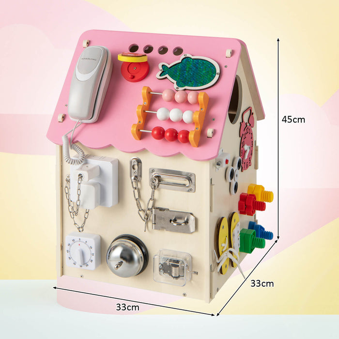 Wooden Busy House Toy - Toddler Learning Toy with Music Box - Ideal for Early Childhood Education and Music Appreciation