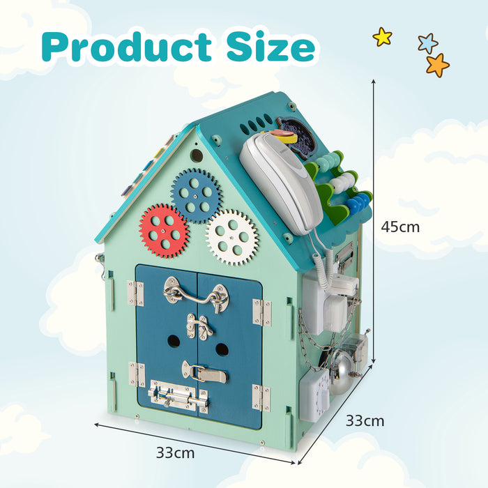 Wooden Busy House Toy - Toddler Learning Toy with Music Box - Ideal for Early Childhood Education and Music Appreciation