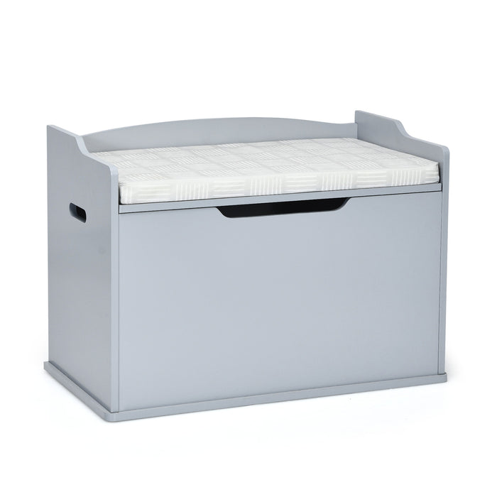 Wooden Toy Box and Bench - Kids Storage Solution with Cushion and Handles in Grey - Ideal for Organizing Children's Rooms