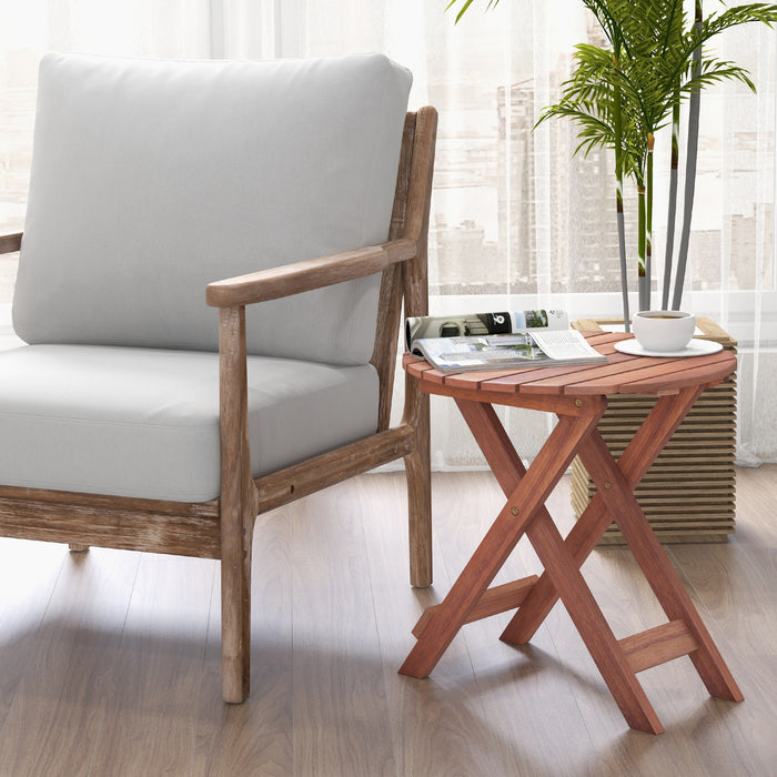 Wooden Side Table Frame-C - Slatted Tabletop, Sturdy X-shaped Structure - Ideal for Home and Office Spaces Needing Extra Storage and Surface Space