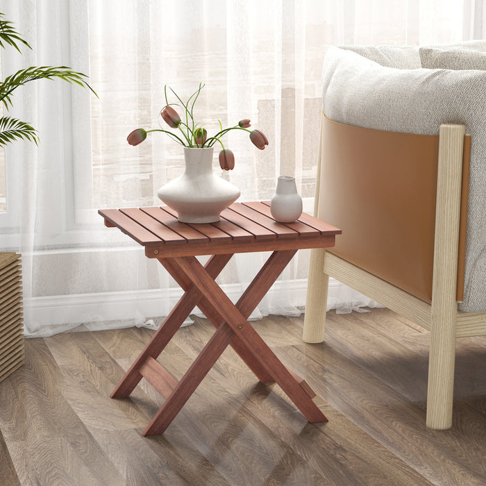 Wooden Side Table Frame-C - Slatted Tabletop, Sturdy X-shaped Structure - Ideal for Home and Office Spaces Needing Extra Storage and Surface Space