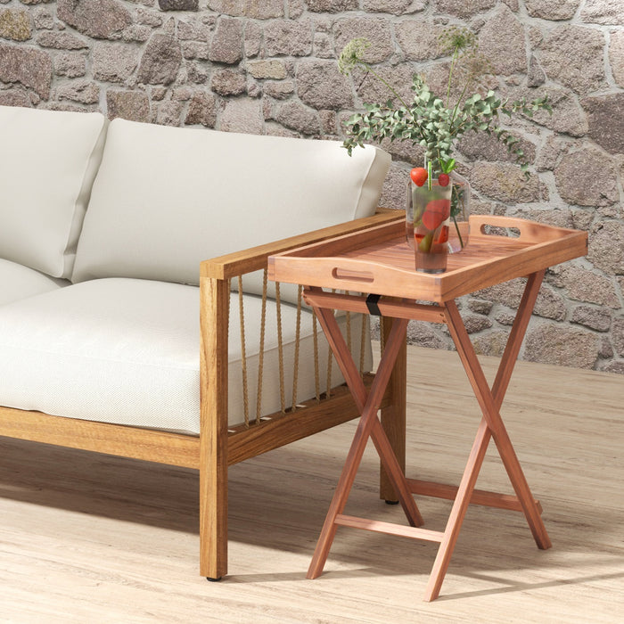 Wooden Side Table Frame-C - Slatted Tabletop, Sturdy X-shaped Structure - Ideal for Home and Office Spaces Needing Extra Storage and Surface Space