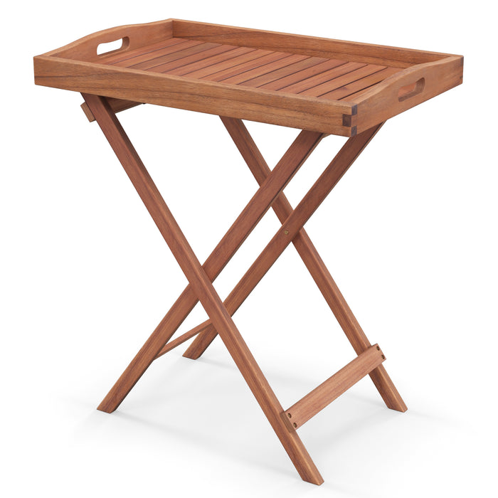 Wooden Side Table Frame-C - Slatted Tabletop, Sturdy X-shaped Structure - Ideal for Home and Office Spaces Needing Extra Storage and Surface Space