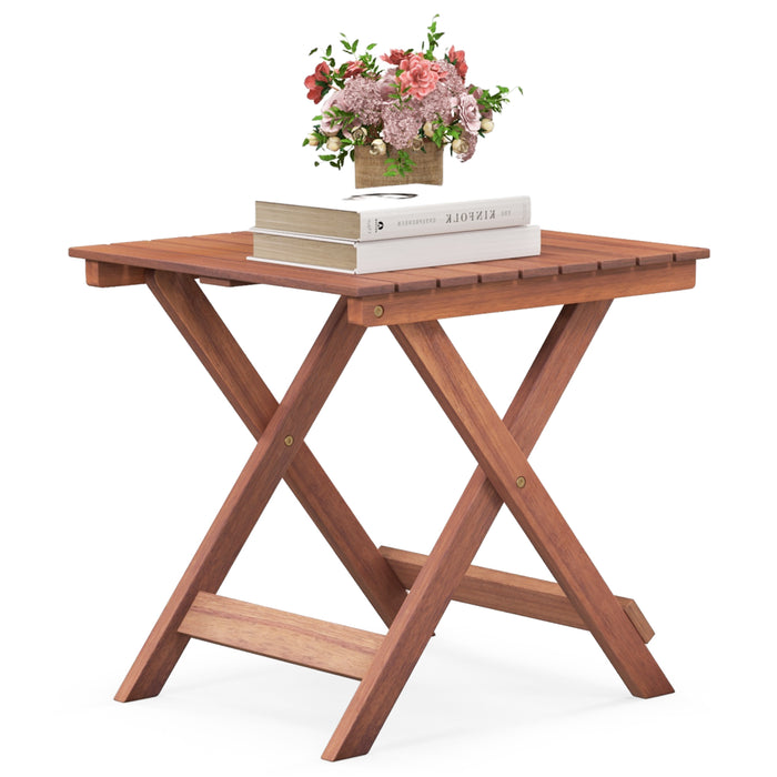 Wooden Side Table Frame-C - Slatted Tabletop, Sturdy X-shaped Structure - Ideal for Home and Office Spaces Needing Extra Storage and Surface Space