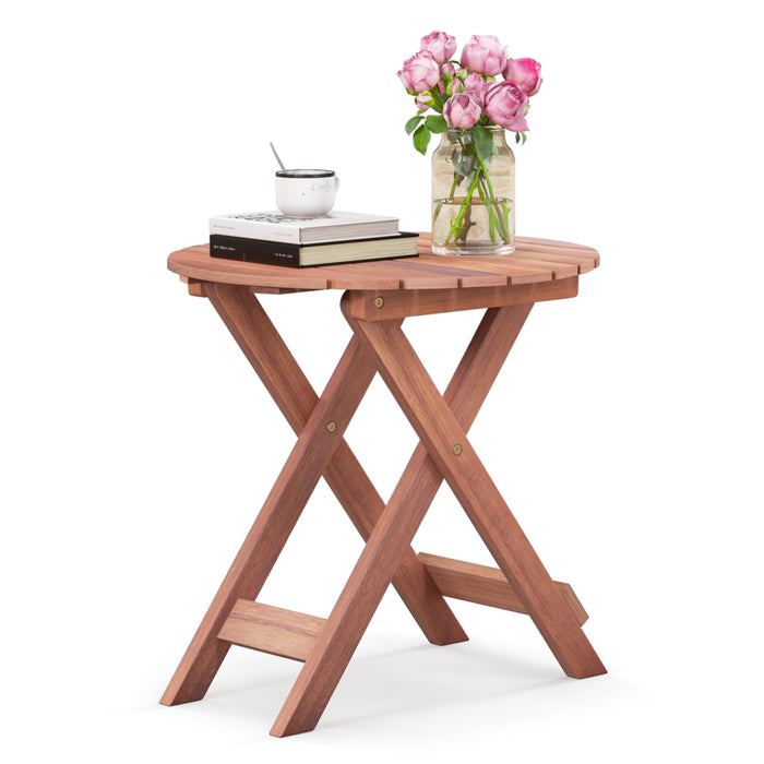 Wooden Side Table Frame-C - Slatted Tabletop, Sturdy X-shaped Structure - Ideal for Home and Office Spaces Needing Extra Storage and Surface Space