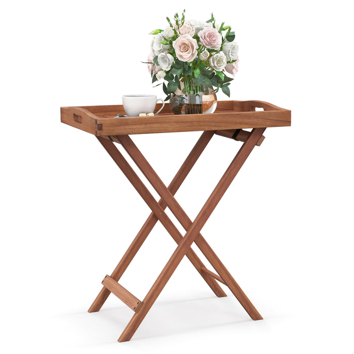 Wooden Side Table Frame-C - Slatted Tabletop, Sturdy X-shaped Structure - Ideal for Home and Office Spaces Needing Extra Storage and Surface Space
