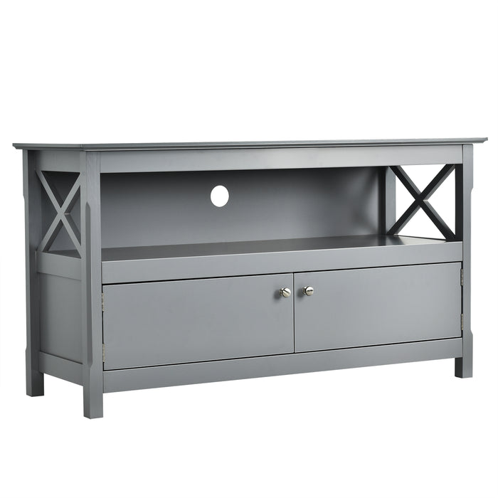 TV Stand Wood Material - Suitable for Television up to 50 Inches, Black Finish - Ideal for Home Entertainment System Placement