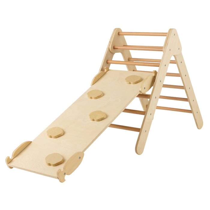 Wooden Triangle Ladder Set - Climbing Set with 2-in-1 Reversible Ramp, Multicolor - Encourages Physical Activity and Development for Kids