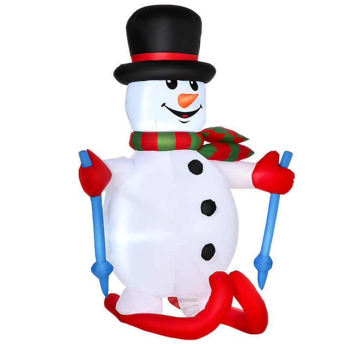 Inflatable Skiing Snowman 170cm with LED Lights - Holiday Yard and Lawn Christmas Decoration - Festive Indoor/Outdoor Blow Up Decor for Seasonal Cheer