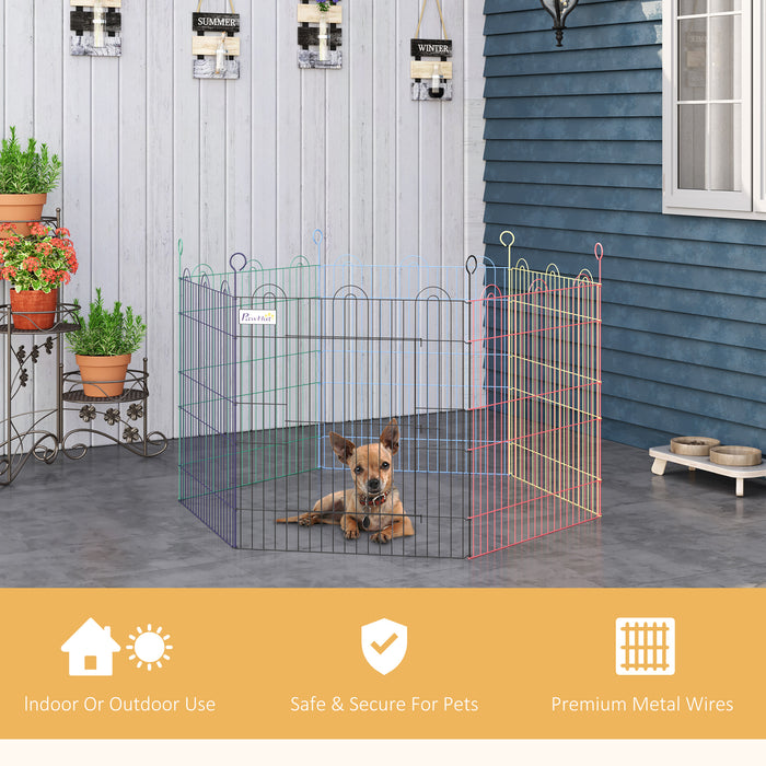 Pet Playpen Hexagon Enclosure - Durable Metal Dog and Puppy Crate with Exercise Fence and Door - Ideal for Indoor & Outdoor Pet Safety