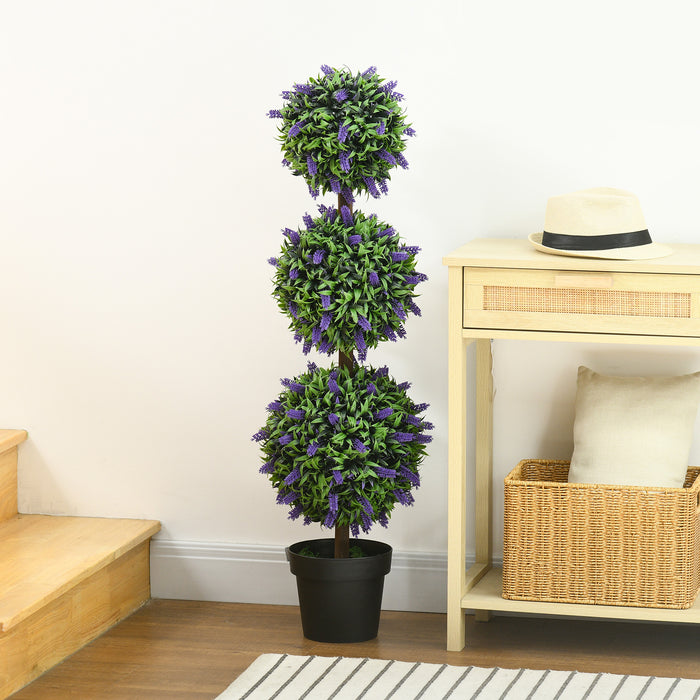 Artificial Lavender Ball Trees in Pots - Set of 2, 110cm Tall, Lifelike Indoor & Outdoor Decor Plants - Perfect for Home and Office Decoration