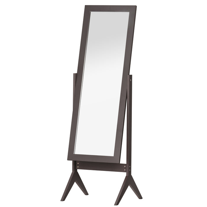 Elegant Freestanding Brown Dressing Mirror - Tall 148x47cm with Adjustable Viewing Angles - Perfect for Bedroom & Fashion Enthusiasts