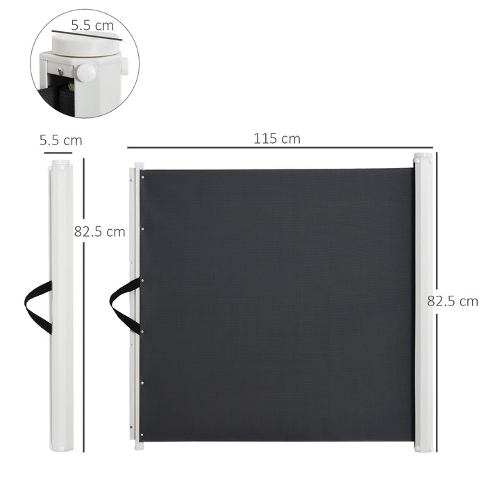 Safety Gate for Pets - Retractable, Folding Stair Barrier and Room Divider - Ideal for Dogs, 115cm Length x 82.5cm Height, Grey