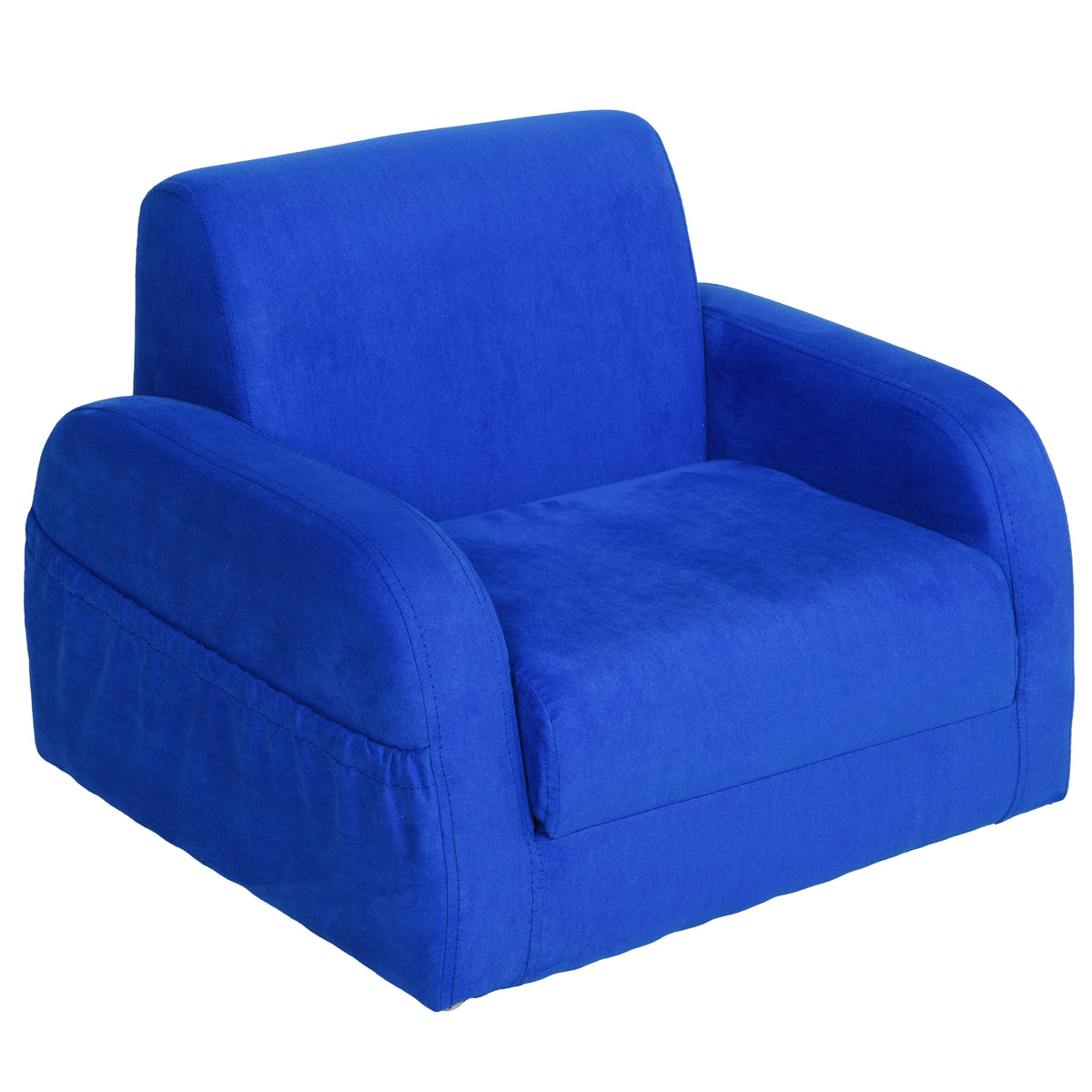 Kids 2-in-1 Sofa Chair Bed - Folding Soft Flannel Foam Couch for Toddlers - Convertible Furniture for Playroom & Bedroom, Ages 3-4, Blue