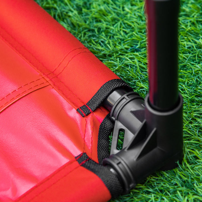 Portable Raised Dog Bed with Sturdy Metal Frame - Elevated Pet Cot in Black and Red for Small Breeds - Ideal for Camping and Outdoor Comfort