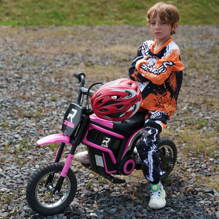 24V Pink Electric Motorbike with Twist Grip Throttle - Dirt Bike for Kids with Music Horn, 12" Pneumatic Tyres, Up to 16 Km/h Speed - Fun and Adventure for Young Riders